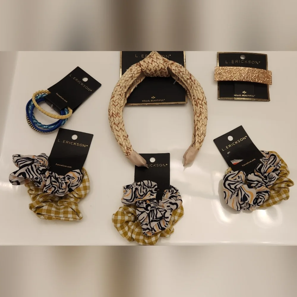 L.Erickson Set of  headband, Ties, Clip New
